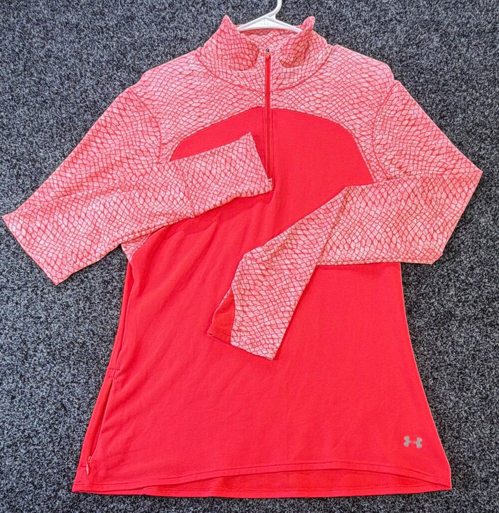 Under Armour ColdGear Women’s XL Pink Snake Print 1/4 Zip Mock Neck Top